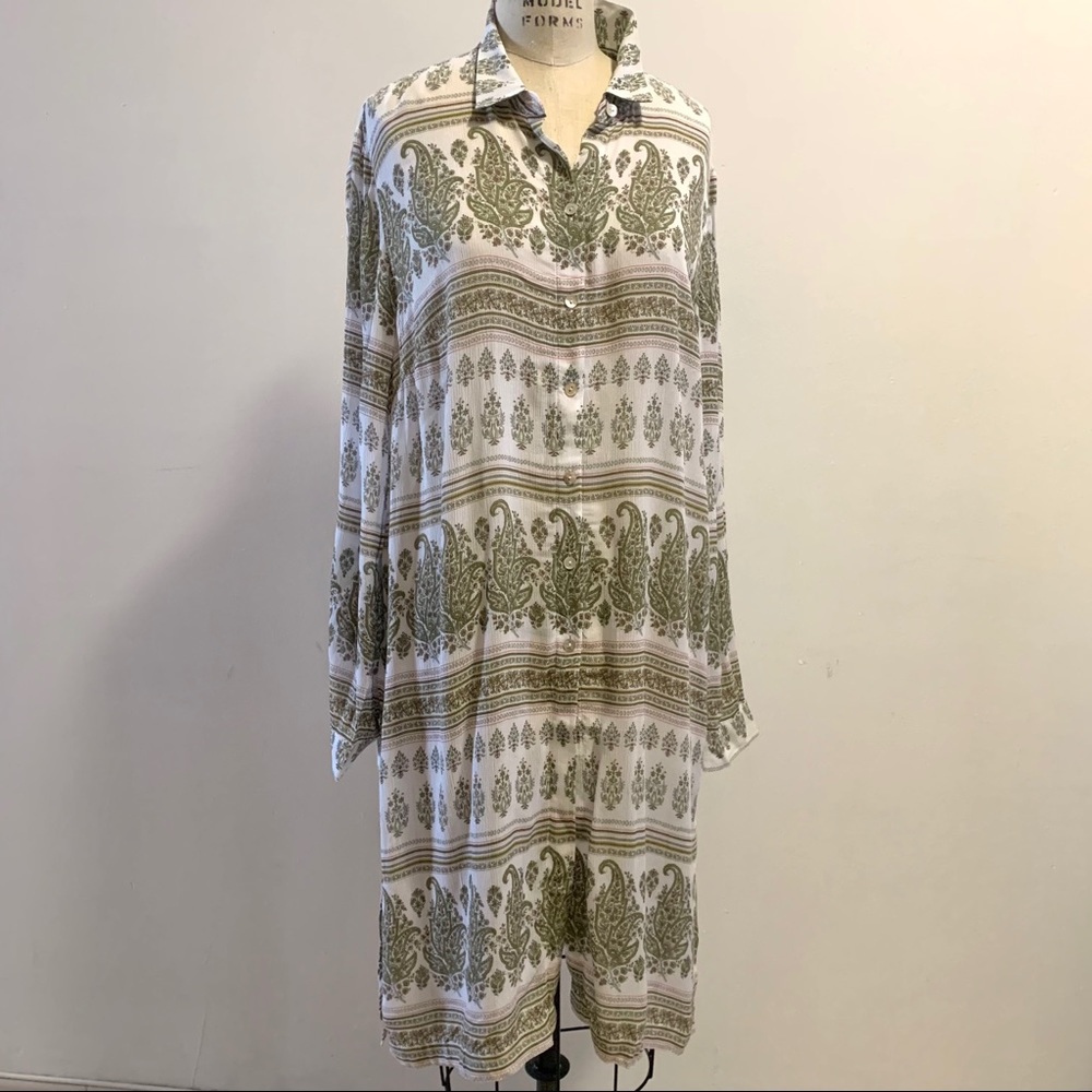 NWT J.Jill printed crinkled gauze tunic M